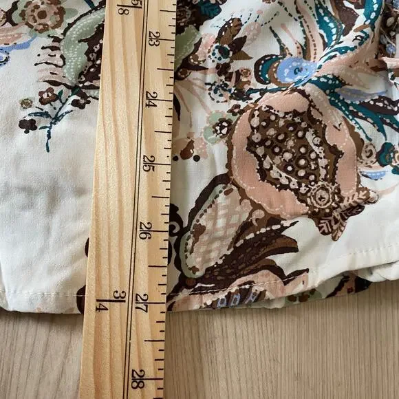 Chico's Boho Floral Blouse Shirt Women Size 3 XL Cream Brown Cottagecore Career - Picture 12 of 13